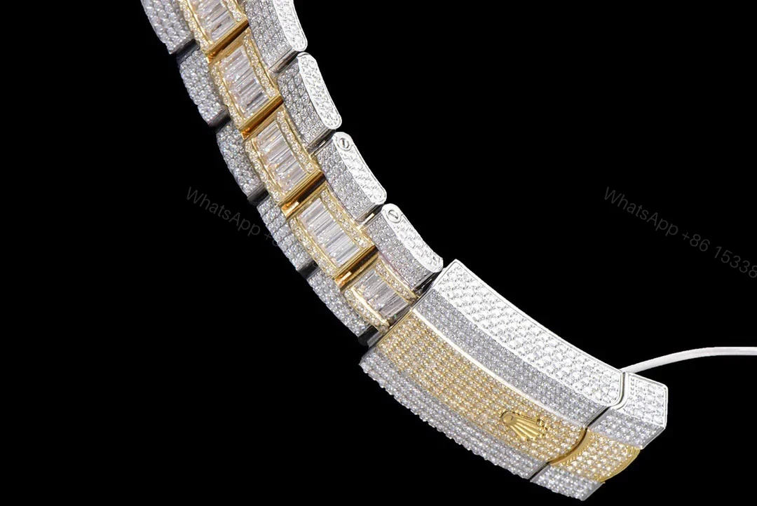 View 6 of Rolex Sky-Dweller Full Diamond Replica 42MM Exclusive Black Dial Two-Tone Bracelet RG-ROLEX-SKYDWELLER-DIAMOND-42