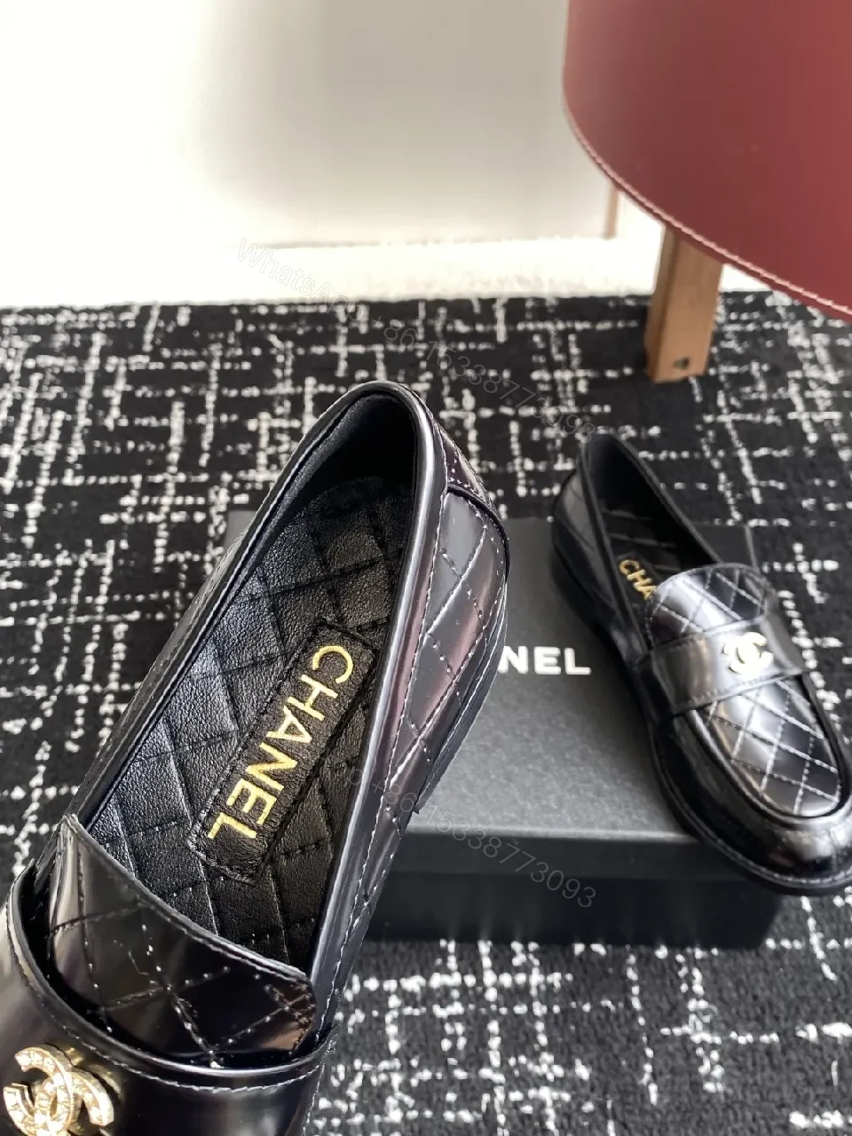 View 5 of Quilted Leather Loafers with Gold Hardware, Classic Style
