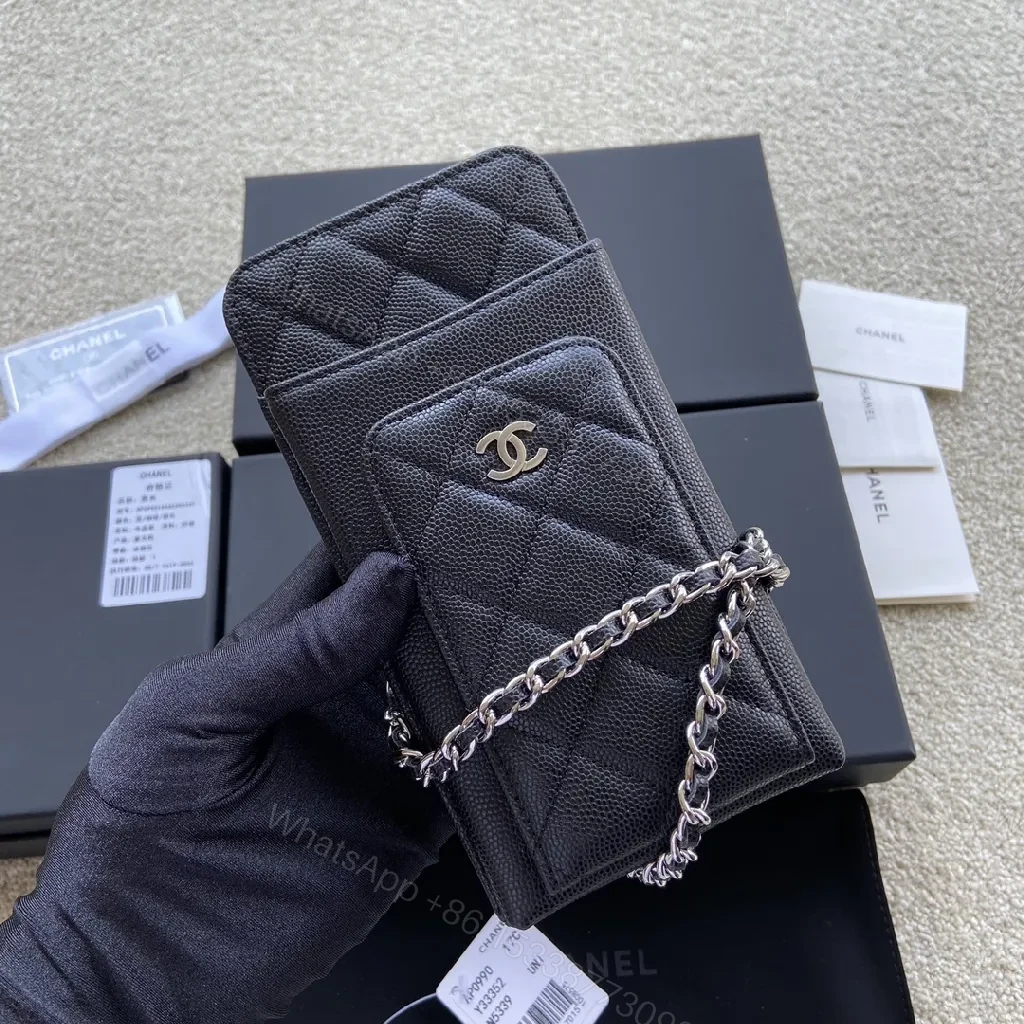 View 7 of Quilted Cardholder Crossbody: Luxe Black, Gold Hardware