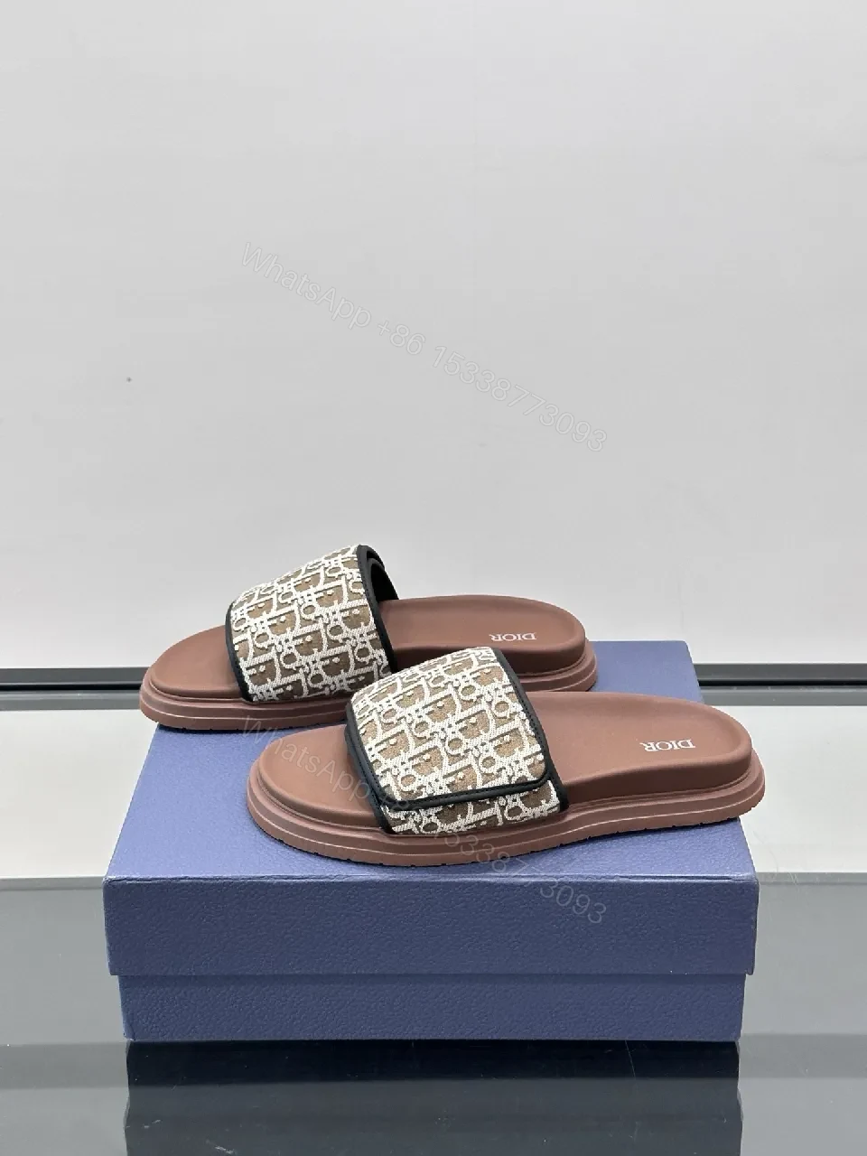 View 6 of Patterned Luxury Slide | Monogram Strap | Cushioned Footbed | All-Day Comfort Slide