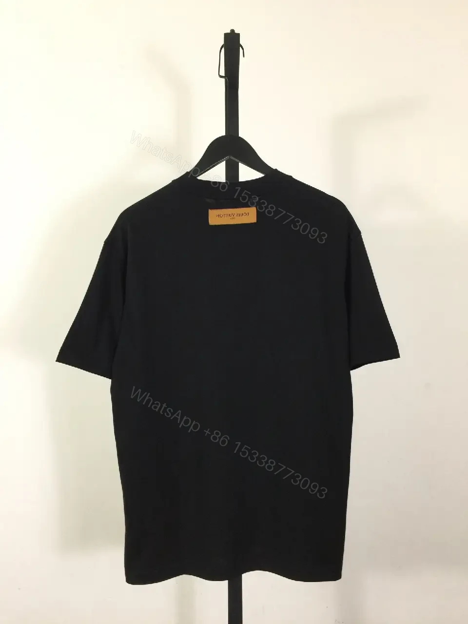 View 7 of Black Cotton Tee with Blue Pocket Embroidery — Luxe Streetwear Essential