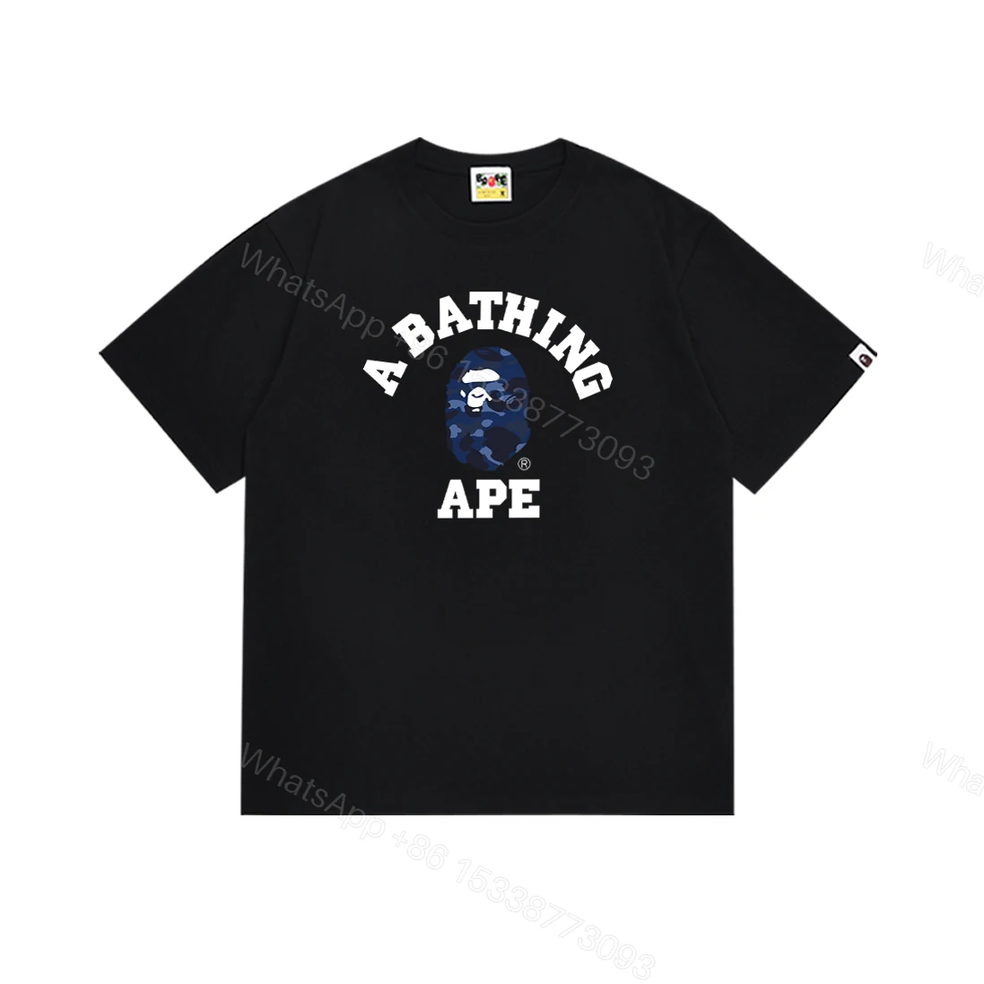 View 3 of BAPE Sand Camo College T-shirt White-Navy/ Black-Navy