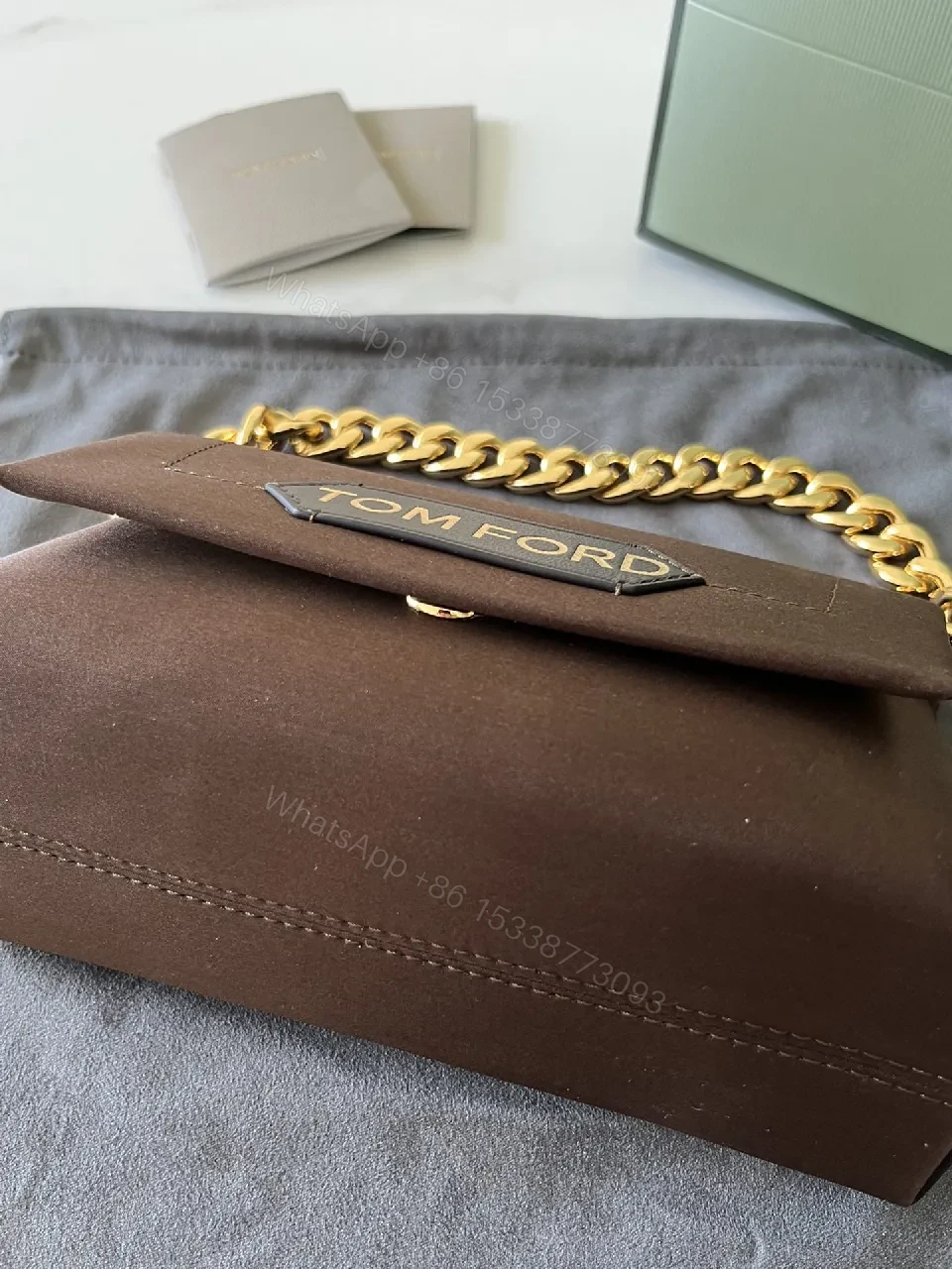 View 9 of Brown Leather + Gold Chain + Modern Minimalism + Bold Statement + Shoulder Bag