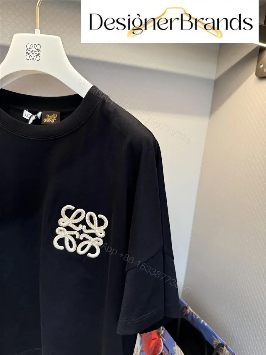 View 7 of Black Cotton Tee – Elevated Embroidery Luxury Tee