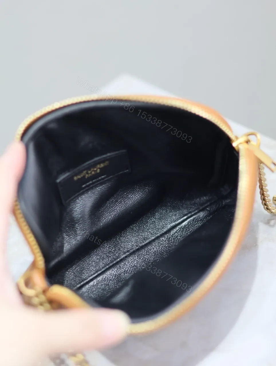 View 2 of Compact Tan Quilted Bag: Crossbody, Gold Hardware, Luxe Style