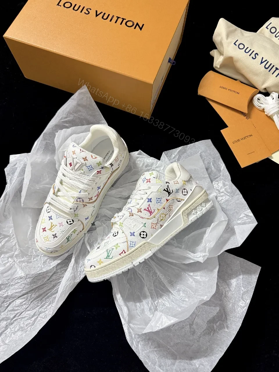 Colorful Monogram Sneakers with Signature Details — view 1