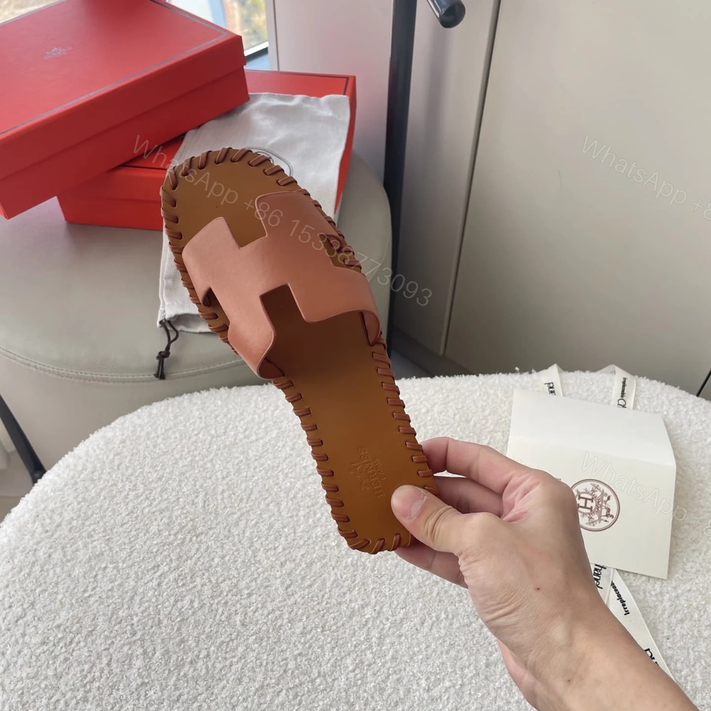 View 6 of HERMÈS ORAN SANDALS STITCHING IN BROWN