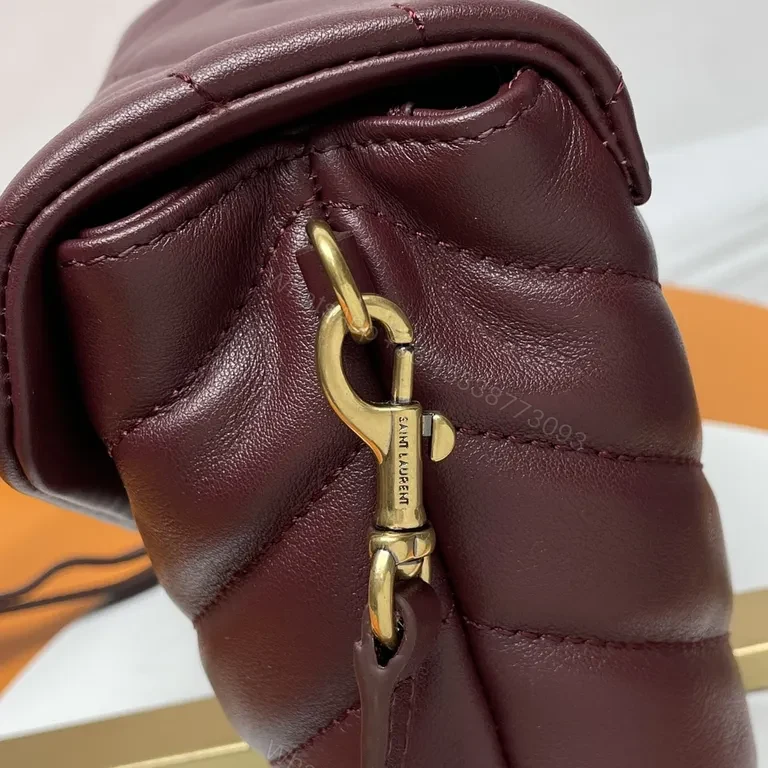 View 3 of Quilted Burgundy Crossbody with YSL Hardware â€” Luxe Compact Bag