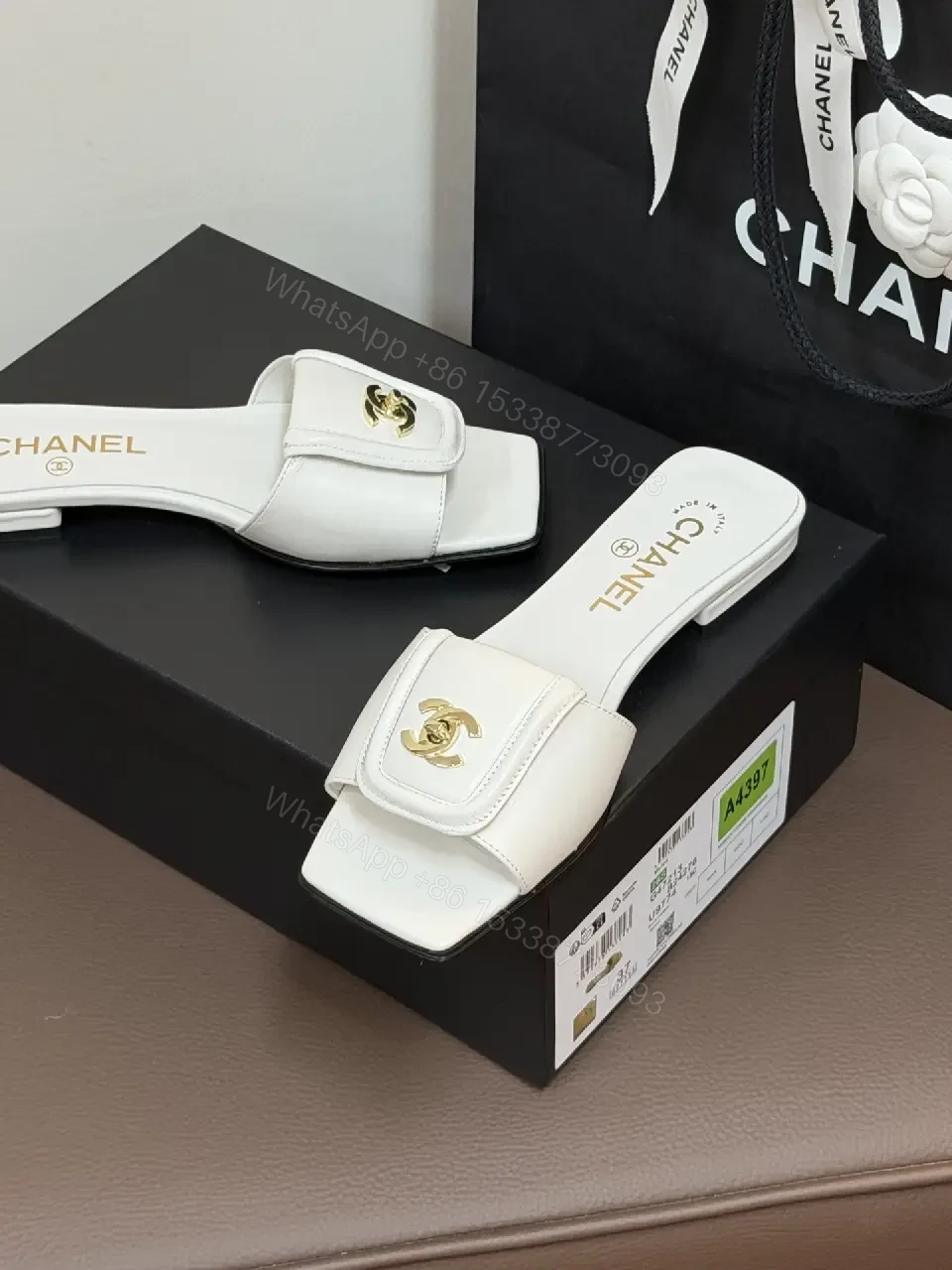 View 3 of White Leather Sandals, Minimalist Chic, Two-Strap, Comfort-Driven, Sandals