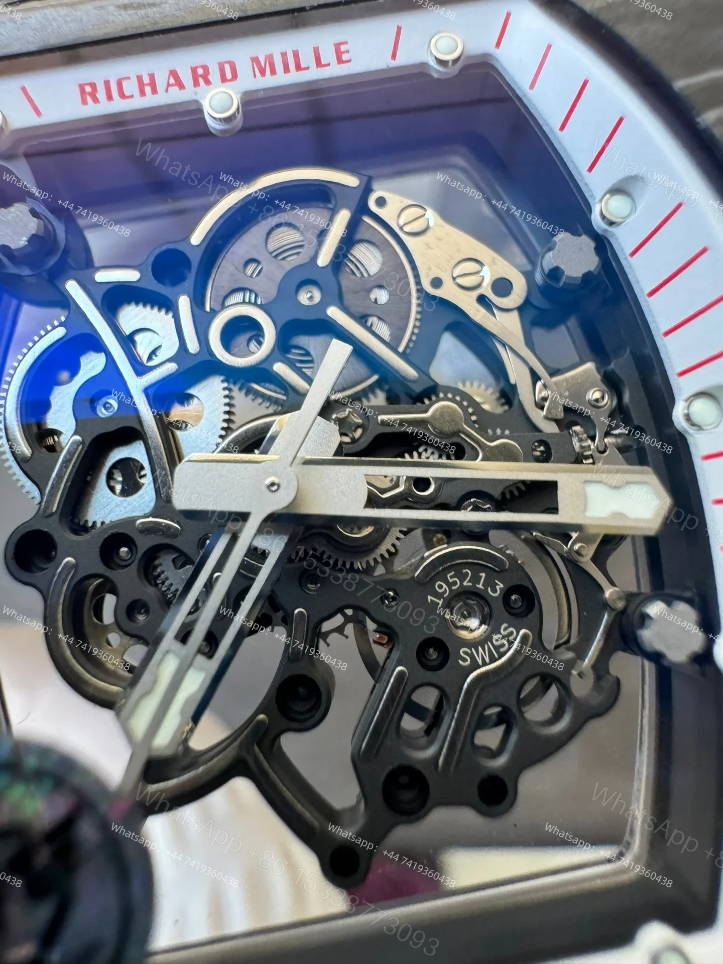 View 7 of Super Clone Richard Mille RM 055 Carbon TPT White Rubber Strap 1:1 Replica Watch