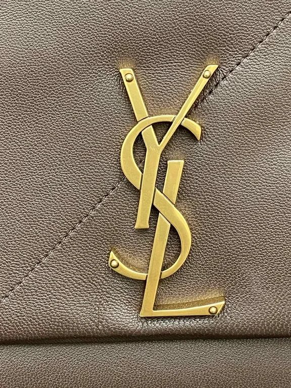 View 7 of Rich Espresso Leather Crossbody â€” Quilted, YSL-Style Gold Chain Bag