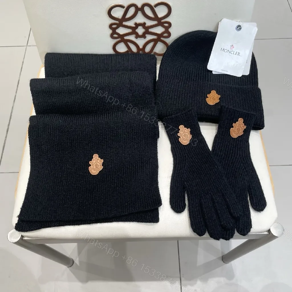 View 7 of Textured Knit Set: Black, Ribbed, Minimal Luxury Warmth