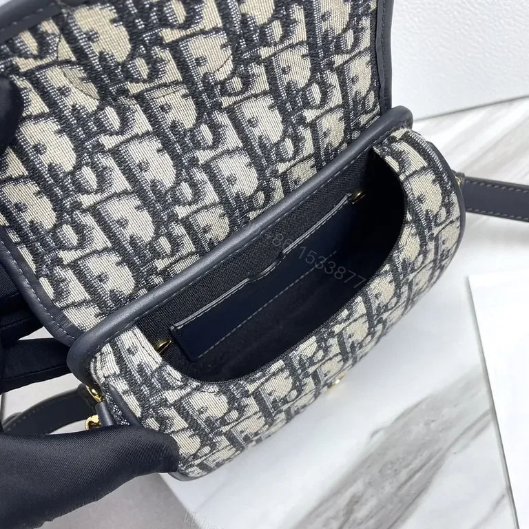 View 6 of Gold Monogram Compact Saddle Bag - Dior-Style, Leather Trim, Crossbody Ready