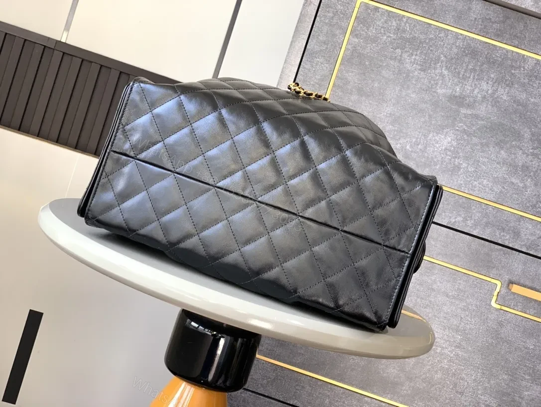 View 8 of Quilted Leather Tote: Gold Hardware, All-Day Glamour