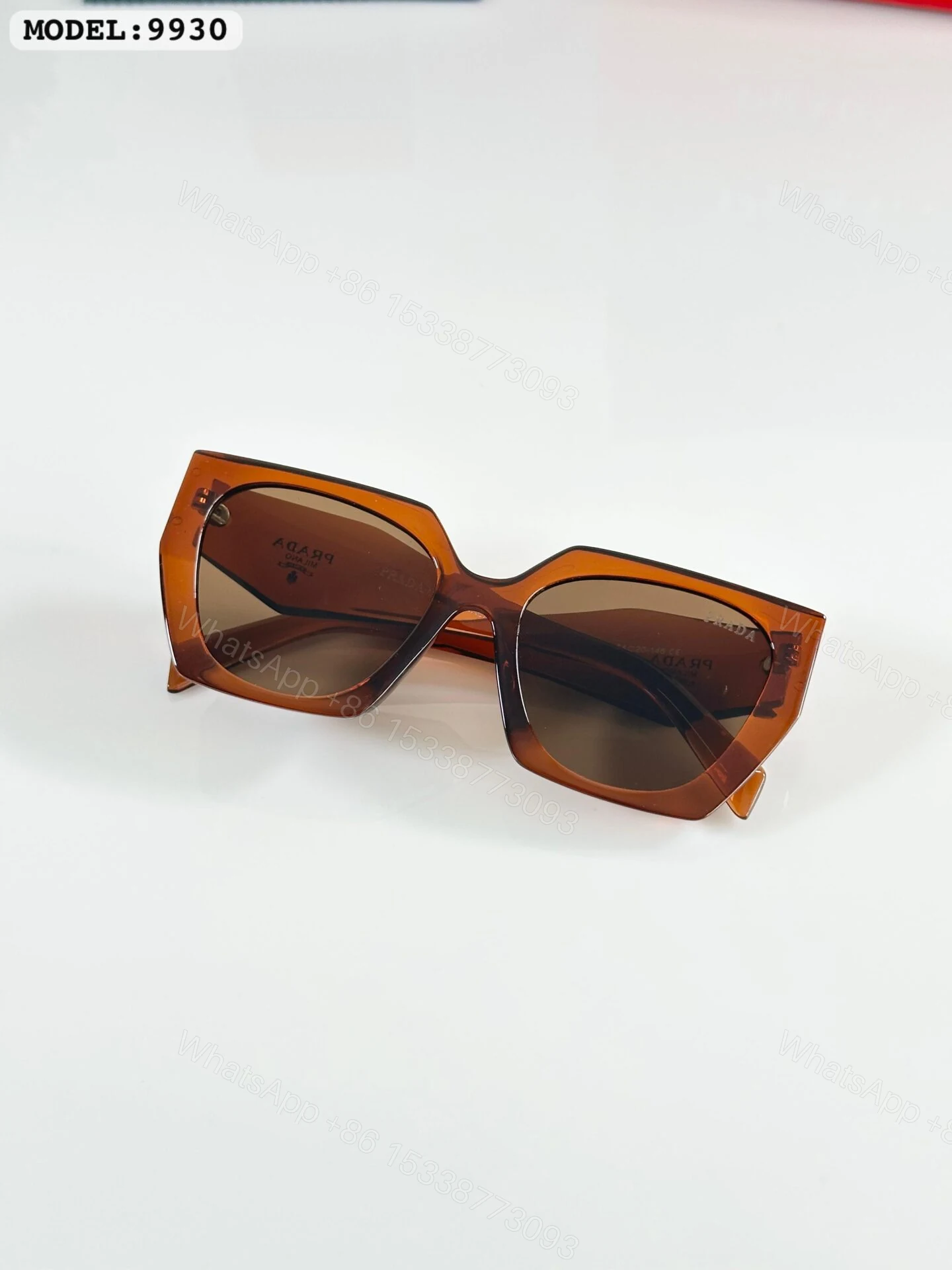 View 3 of Prada 9930 Brown Square Sunglasses Plastic Frame