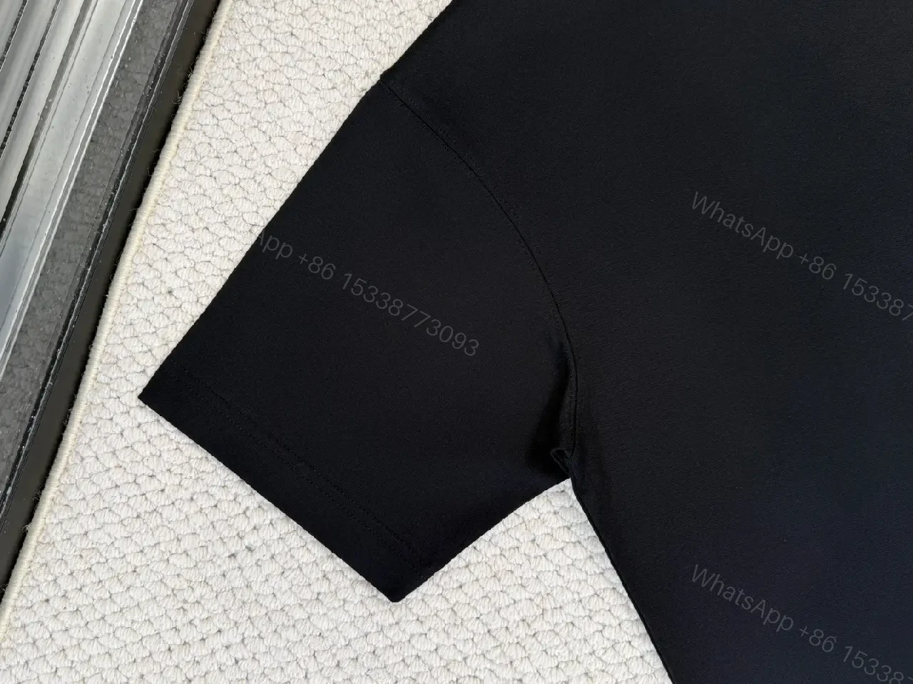 View 9 of Black Cotton Tee — Modern Luxe Graphic Statement Top