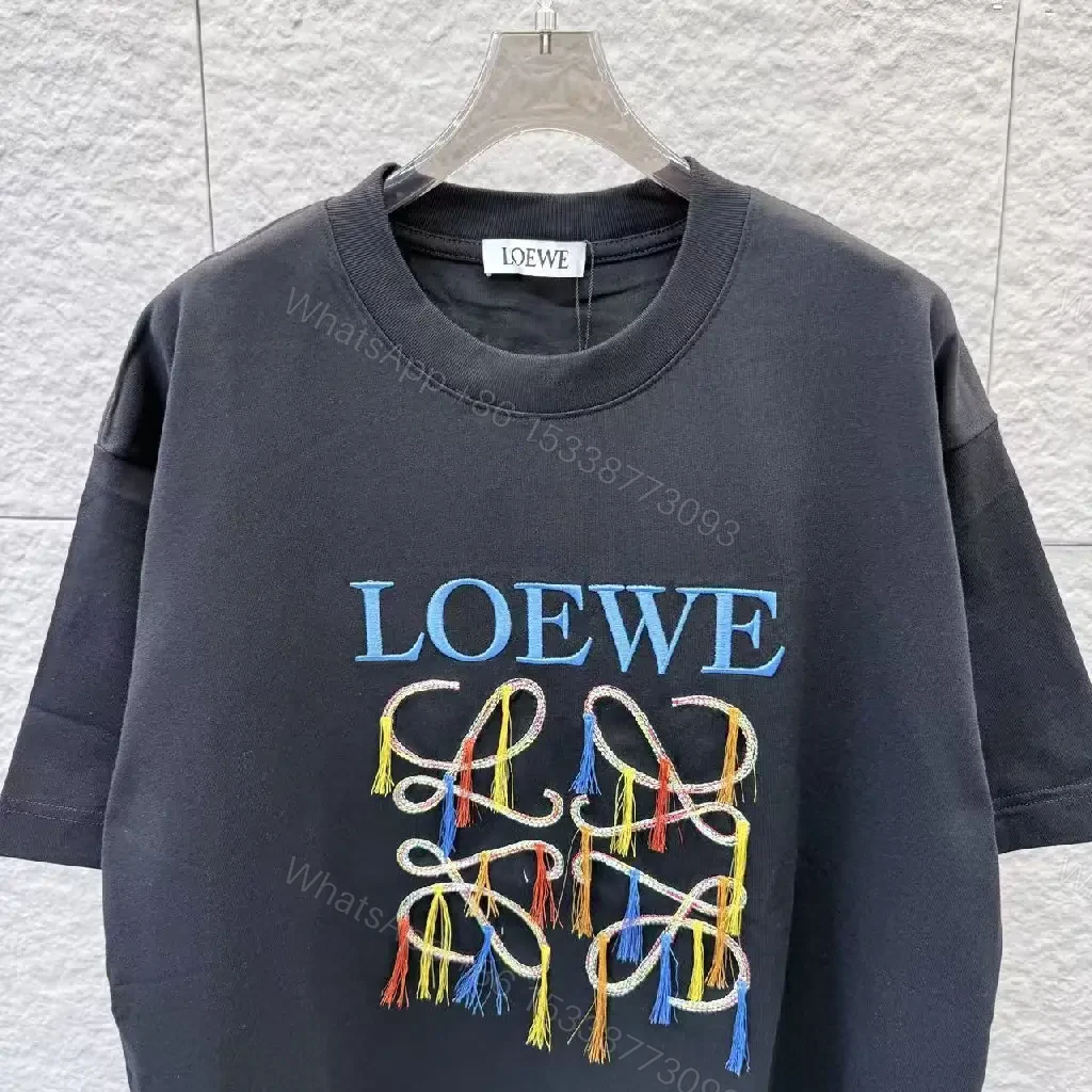 View 6 of Bold Embellished Tee: Black Cotton, Relaxed Fit, Multicolor Embroidery