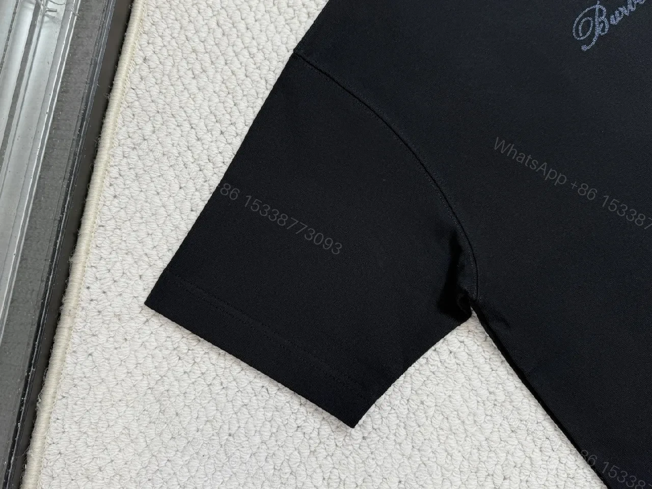 View 7 of Black Cotton Embroidered Tee: Subtle Luxury, All-Day Comfort