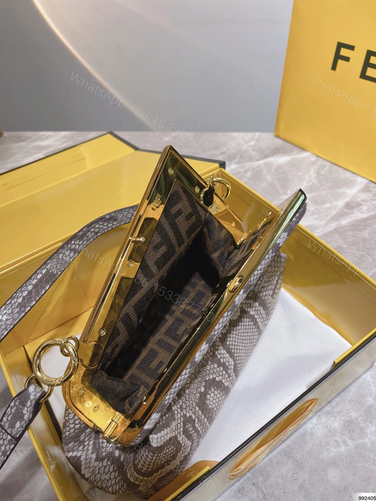 View 9 of Fendi First Small Natural Python