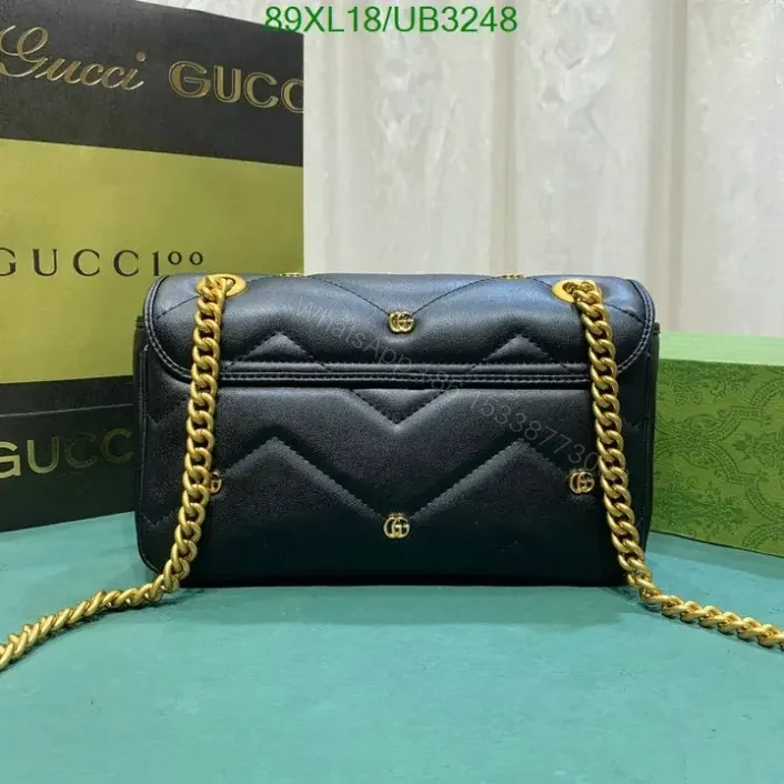 View 4 of Gucci GG Marmont Black Leather Shoulder Bag Replica UB32488
