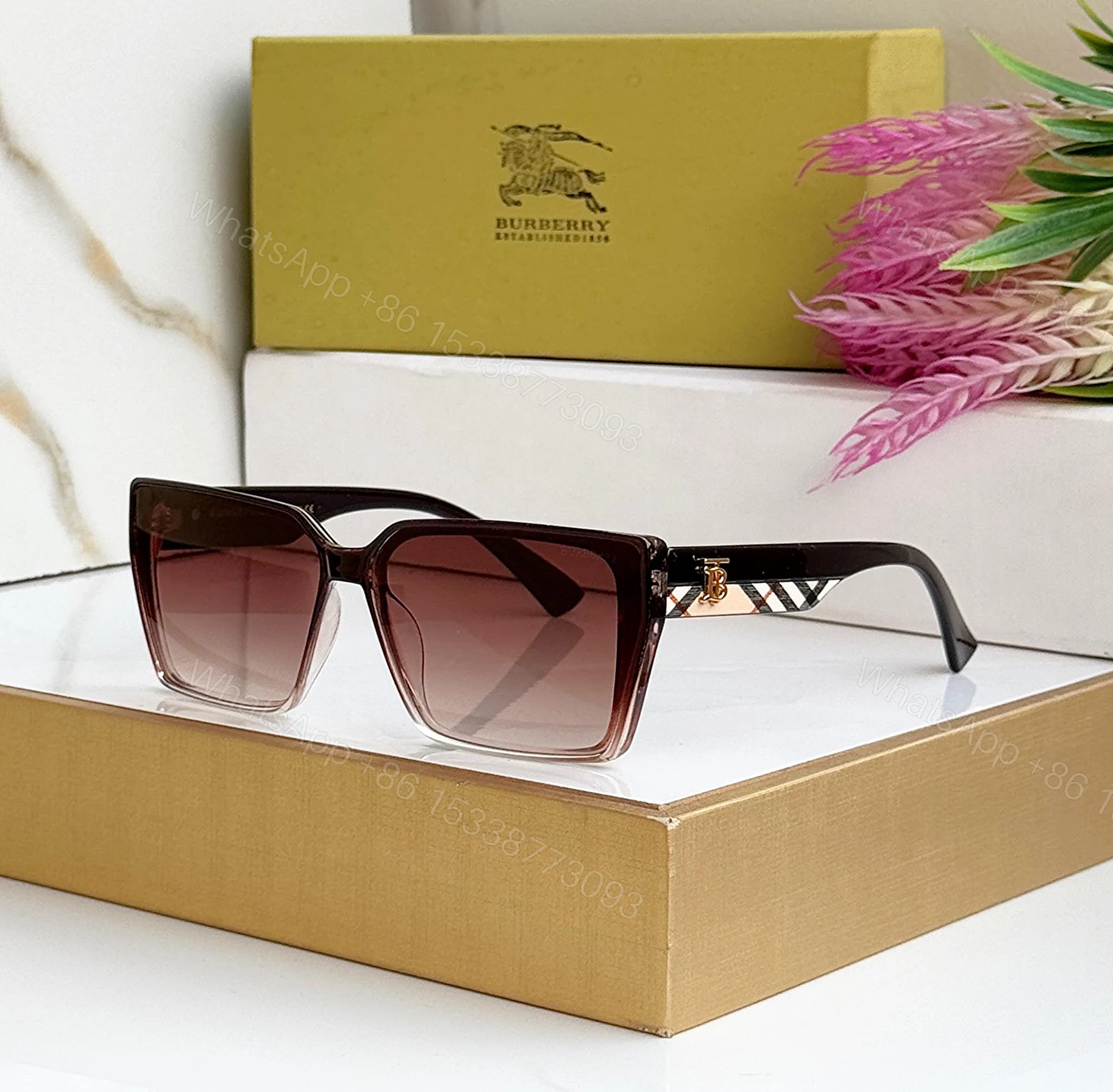 View 3 of Burberry Square Shades Transparent Gradient Lens