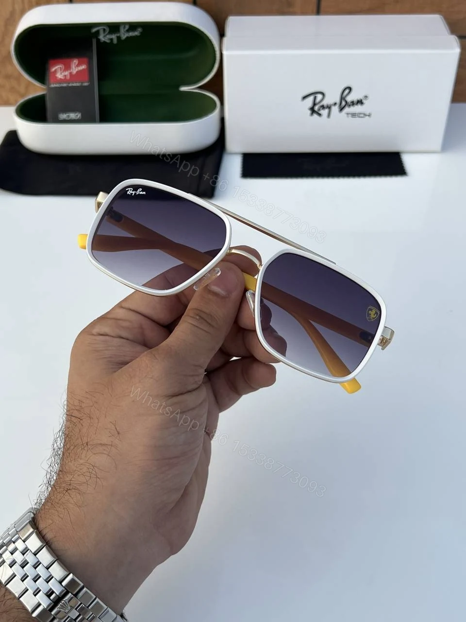 View 3 of First Copy RayBan 8830 Gold Yellow Sunglasses