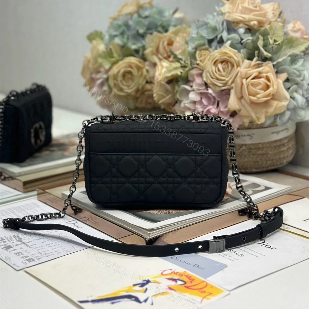View 2 of 高仿Dior*Caro系列M9240M900小牛皮鏈條包黑銀小號免檢版