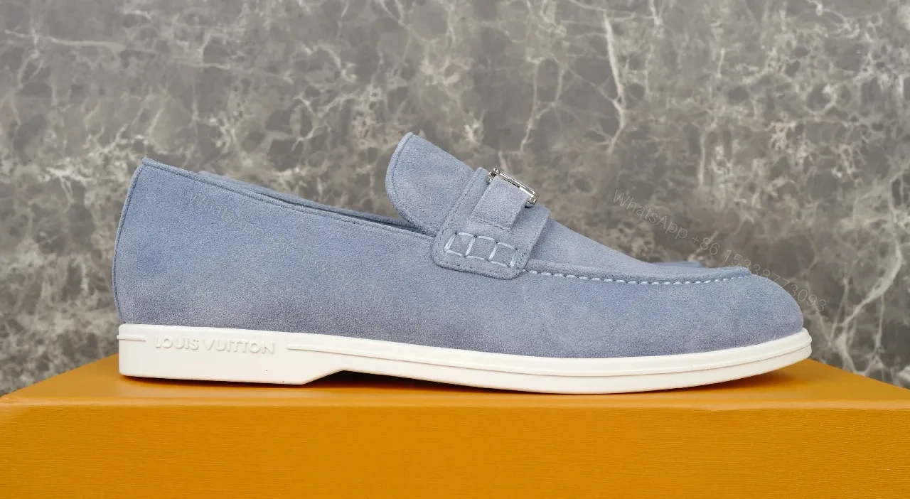 View 5 of Soft-Tone Suede Loafers with LV Hardware