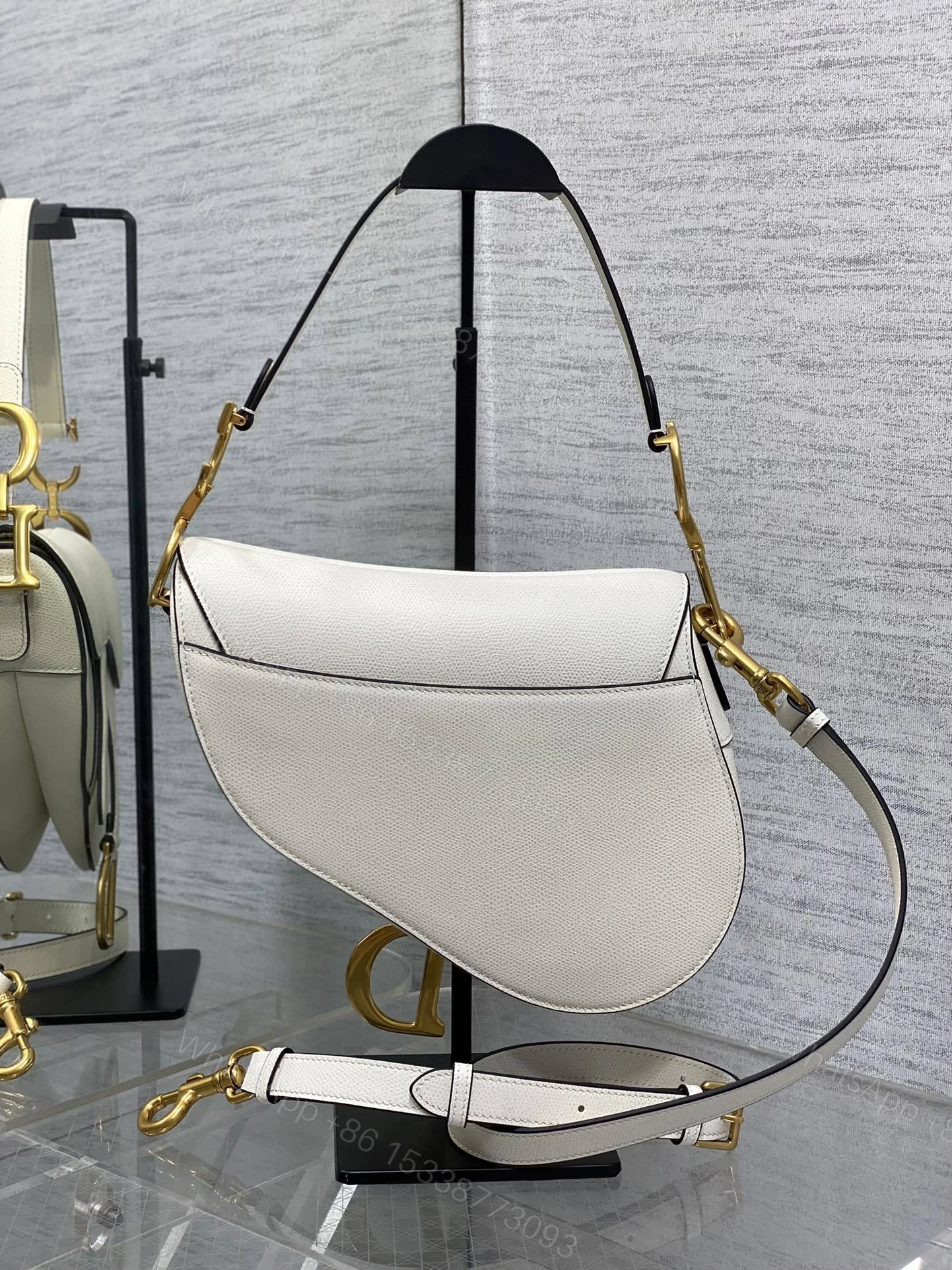 View 4 of Dior Saddle Bag in White Gold Hardware