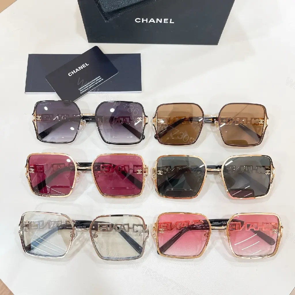 View 9 of Oversized Square Sunglasses: Brown Gradient, Gold Accents, Luxe Style