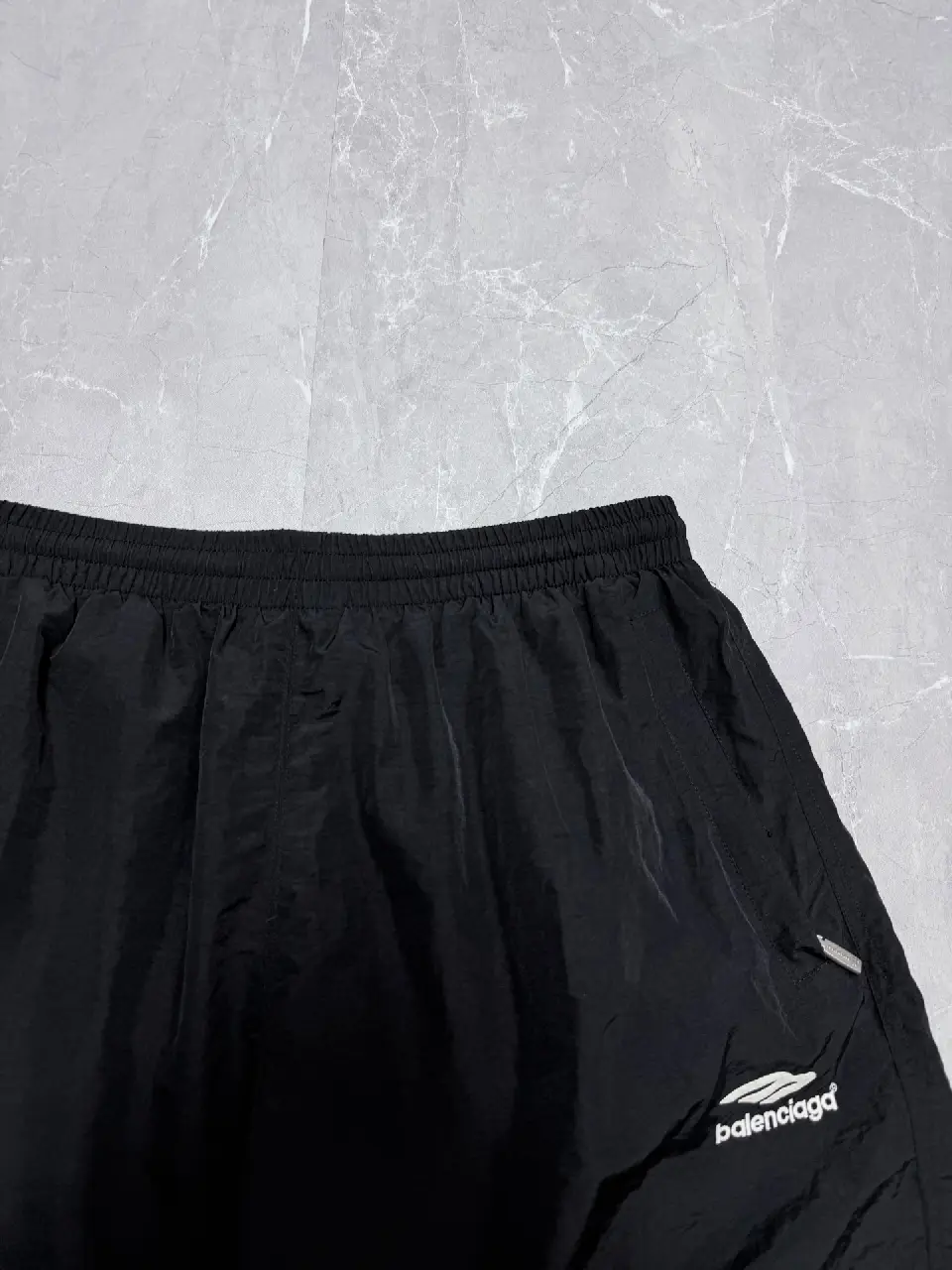 View 5 of Black Nylon Tech Shorts Lightweight Balenciaga Drawstring Closure Short Pants
