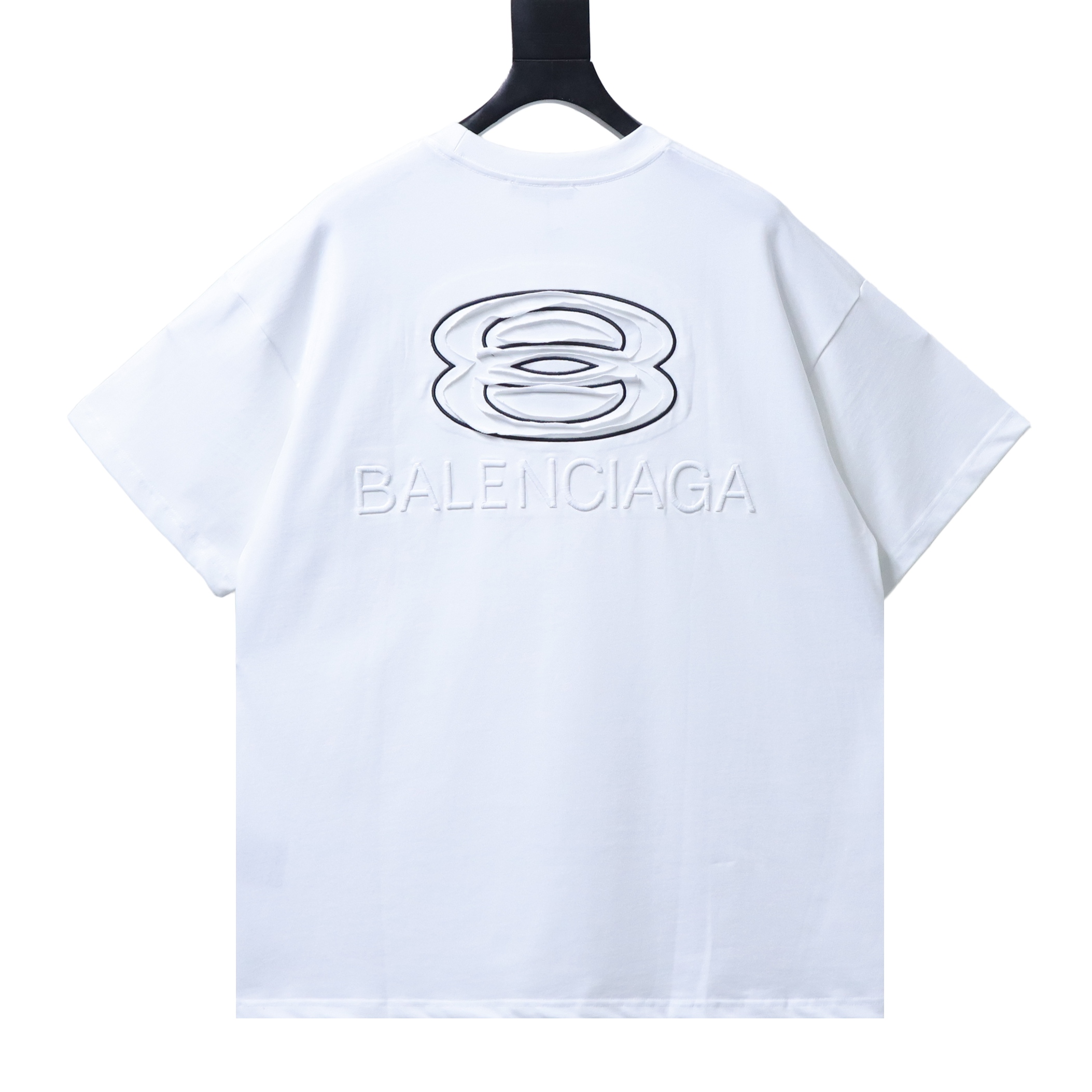 Balenciaga Clothes Double Ring Appliqué Embroidered Short-Sleeve T-Shirt white — view 1