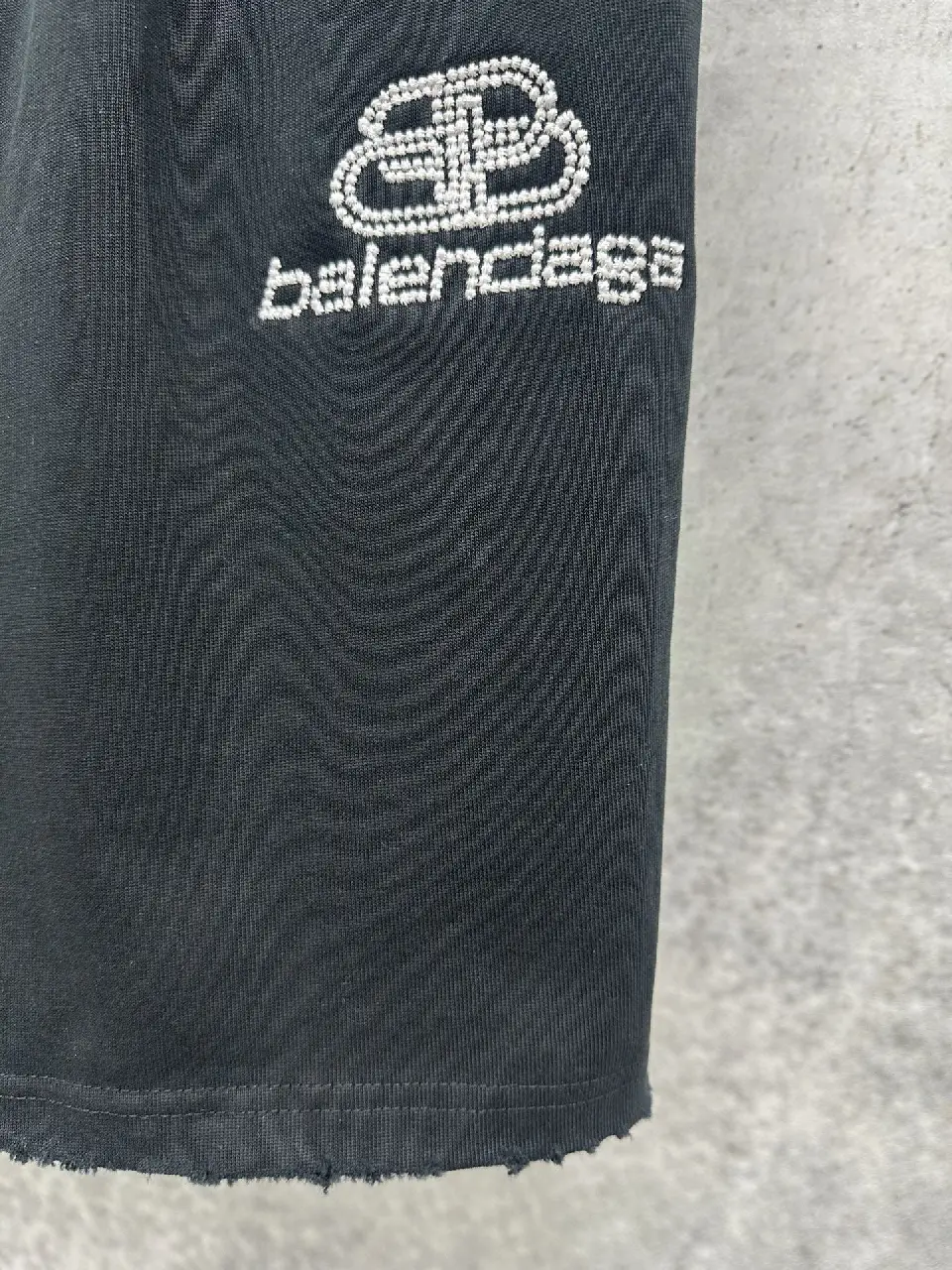 View 6 of Black Cotton Drawstring Shorts - Balenciaga Logo Design