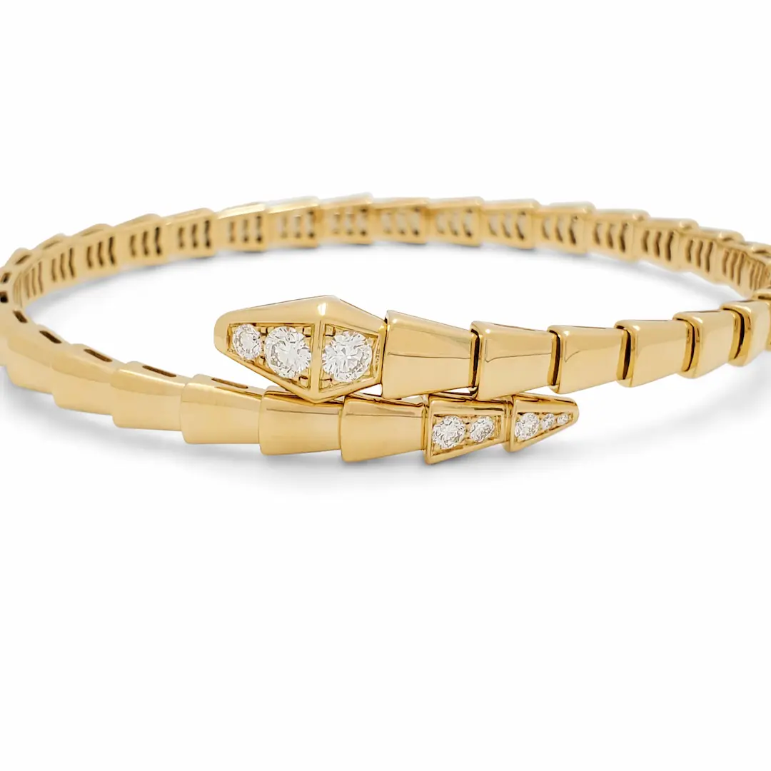 18k Gold Bulgari Serpenti Viper Bracelet Pave Diamonds — view 1