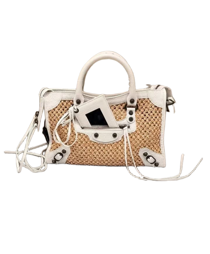 Balenciaga Replica Le City Small Raffia Shoulder Bag 26424 — view 1