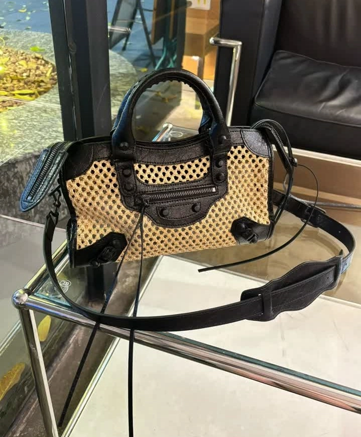 View 5 of Balenciaga Replica Le City Small Raffia Shoulder Bag 26424