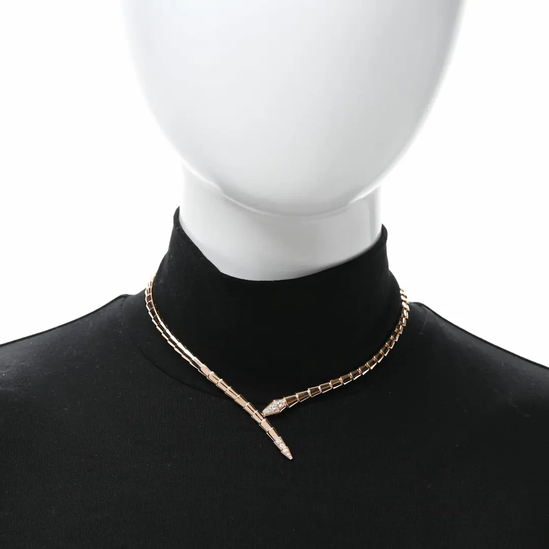 View 6 of 18K Rose Gold Bulgari Serpenti Viper Necklace with Diamonds