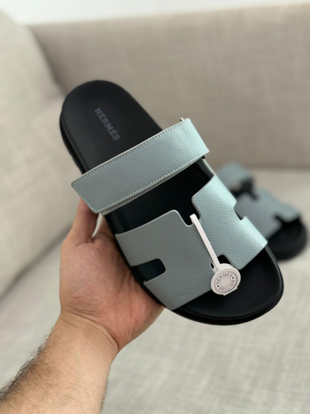 Hermes Oran Sandals Grey Replica — view 1