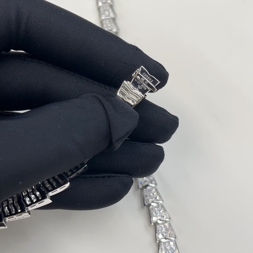 View 5 of 18K White Gold Bvlgari Serpenti Viper Necklace Pave Diamonds 348165