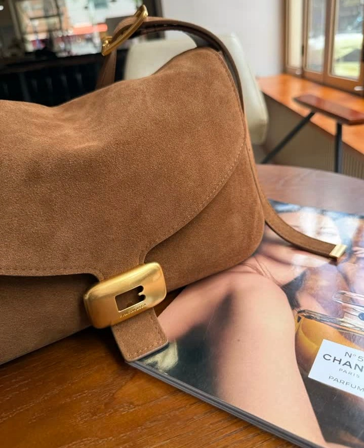 View 5 of Replica Balenciaga Clicca Medium Muscade Suede Shoulder Bag