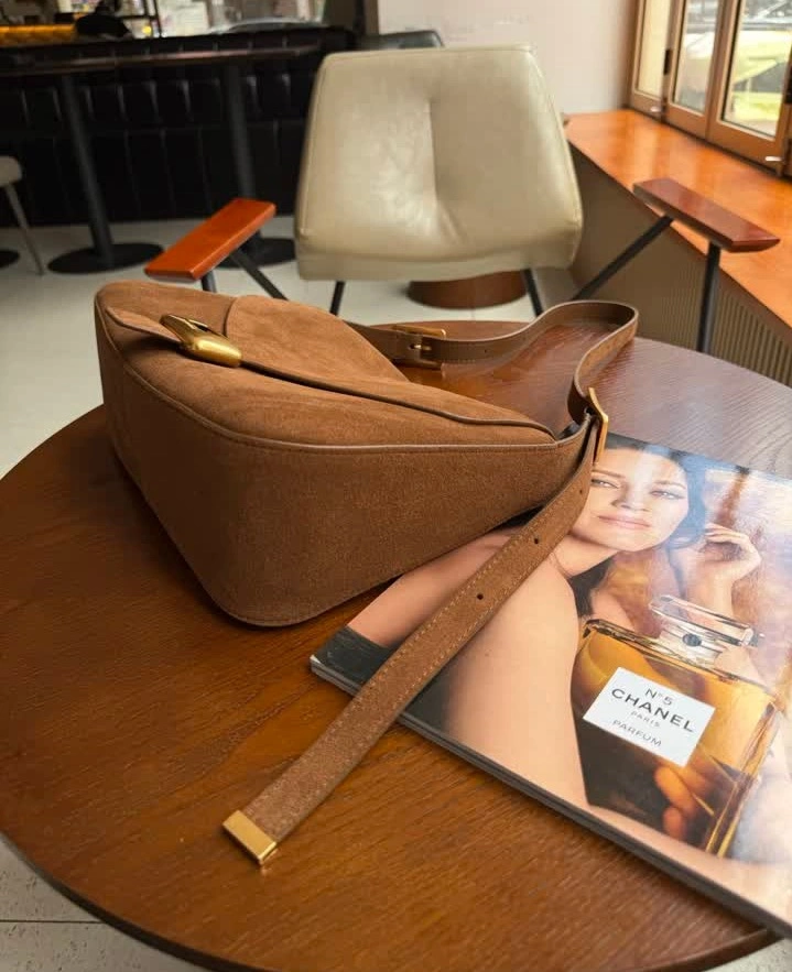 View 6 of Replica Balenciaga Clicca Medium Muscade Suede Shoulder Bag
